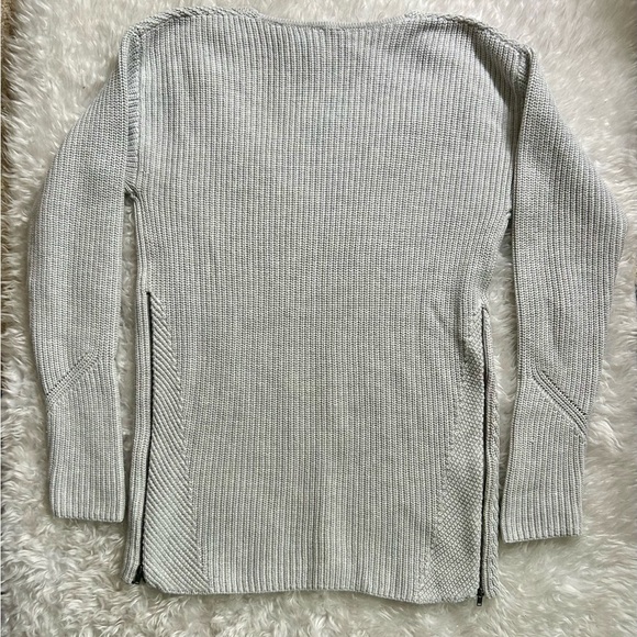 CABI DEEP V ZIP SIDE RIBBED SWEATER GRAY CLOUD XS - Picture 7 of 16